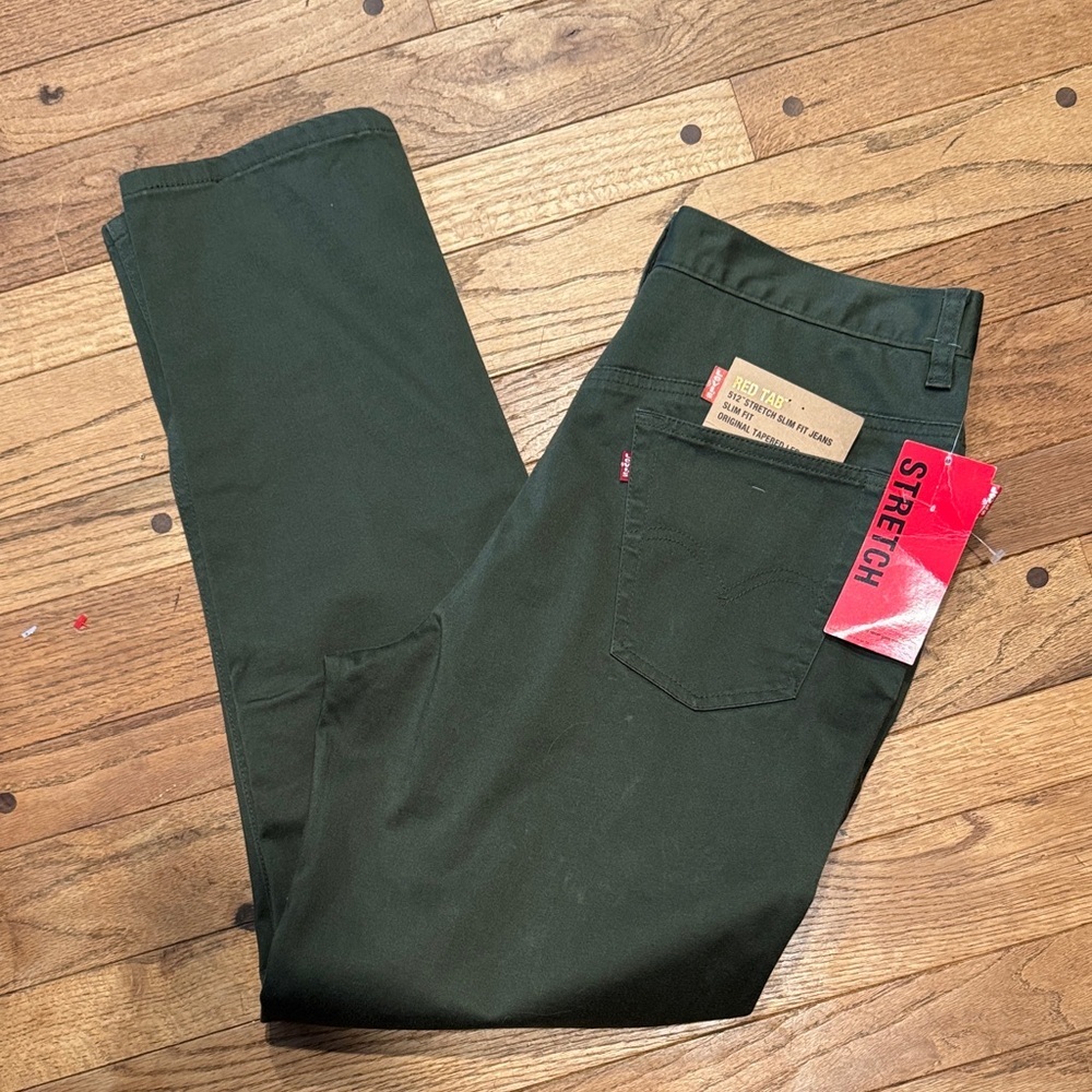 Levi's Women's 512 Stretch Slim Straight Leg Red Tab Pants in Dark Green